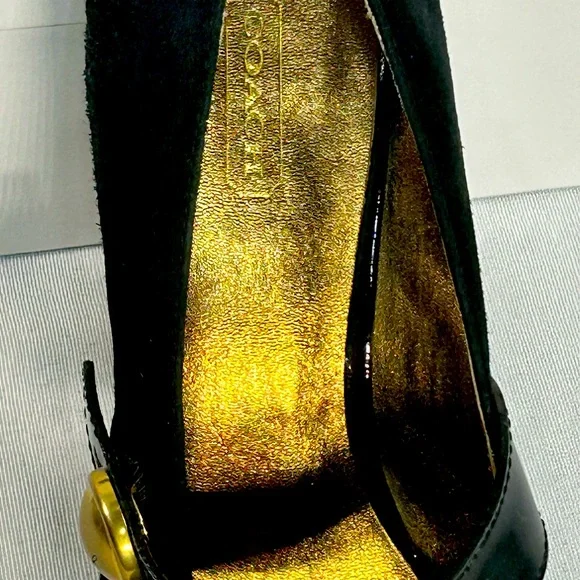 Women’s Coach Davine Platform Black Suede with Gold Heel Size 8 Great Condition! - Picture 11 of 16